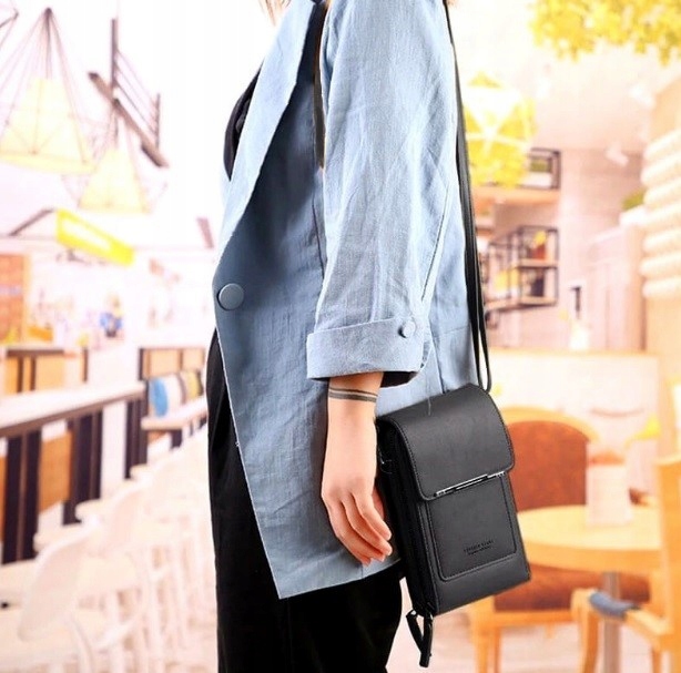 TOREBKA MINI KOPERTÓWKA PORTFEL NA TELEFON CZARNY Płeć kobieta