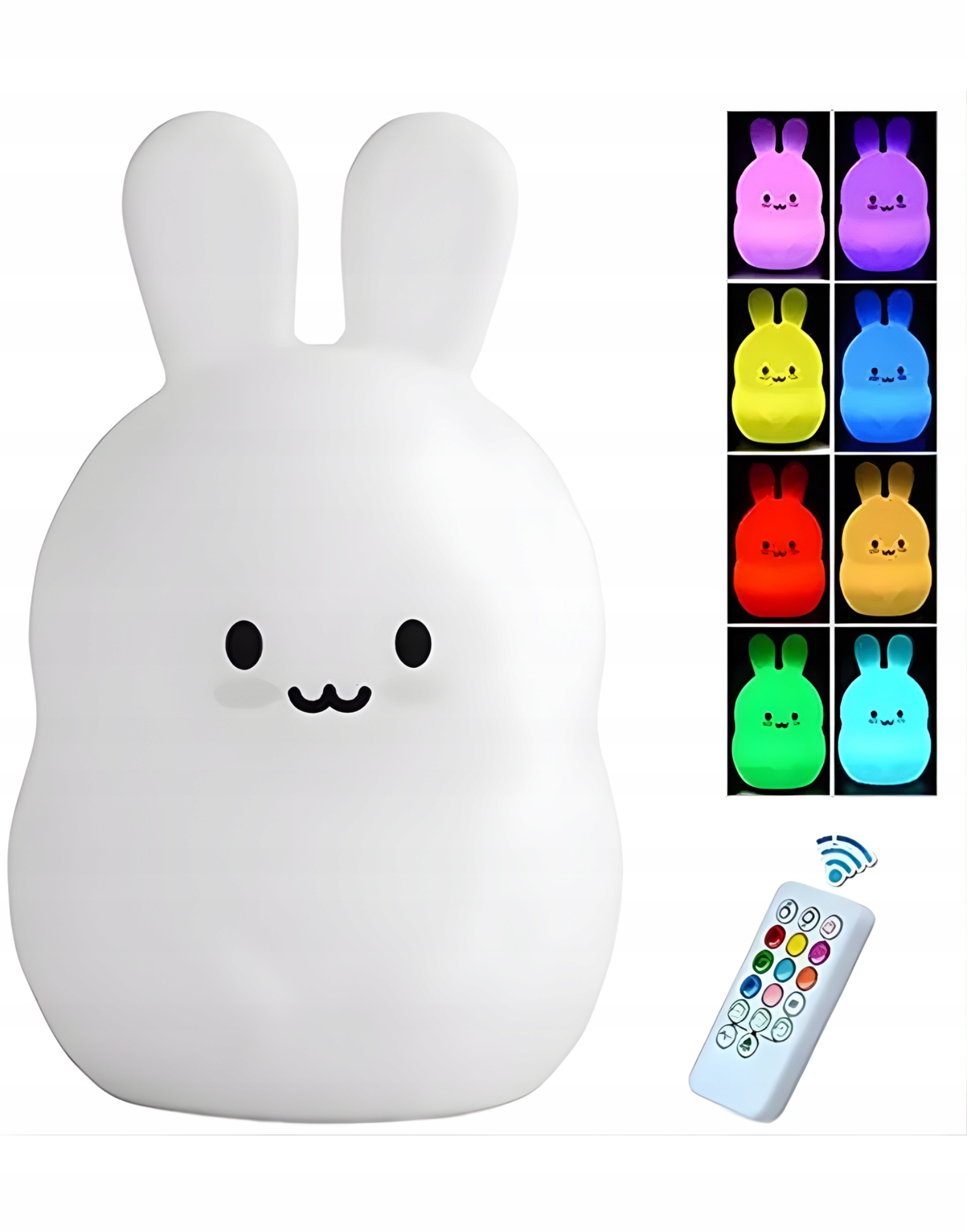 Silikonowa lampka nocna królik XL RGB z pilotem i akumulatorem RegMag – Silikonowa lampka nocna królik – miękkie światło do z