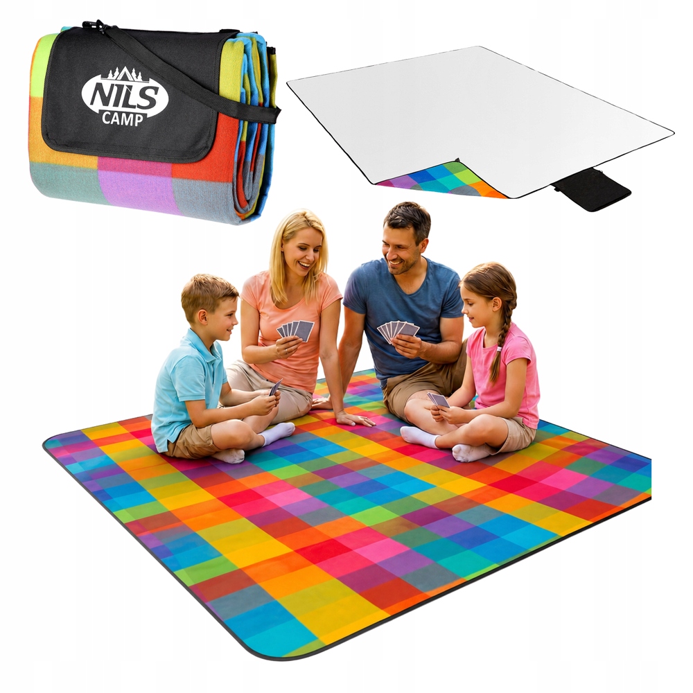Koc Piknikowy Z Izolacją Duży Na Biwak Do Ogrodu Alu 3 Warstwy 250x200 cm
