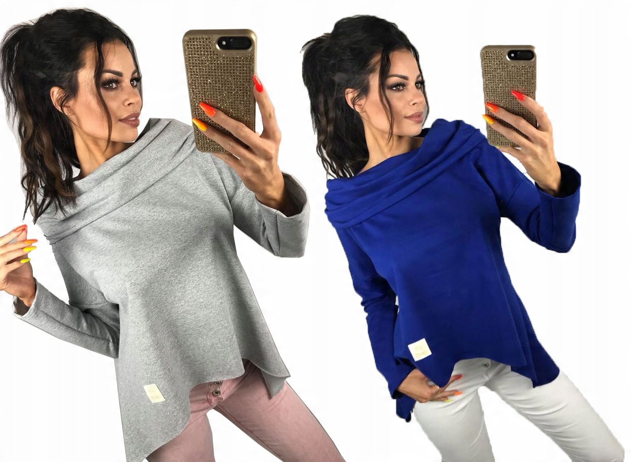 

Asymetryczna Tunika Bluza Sukienka Komin Kaptur L