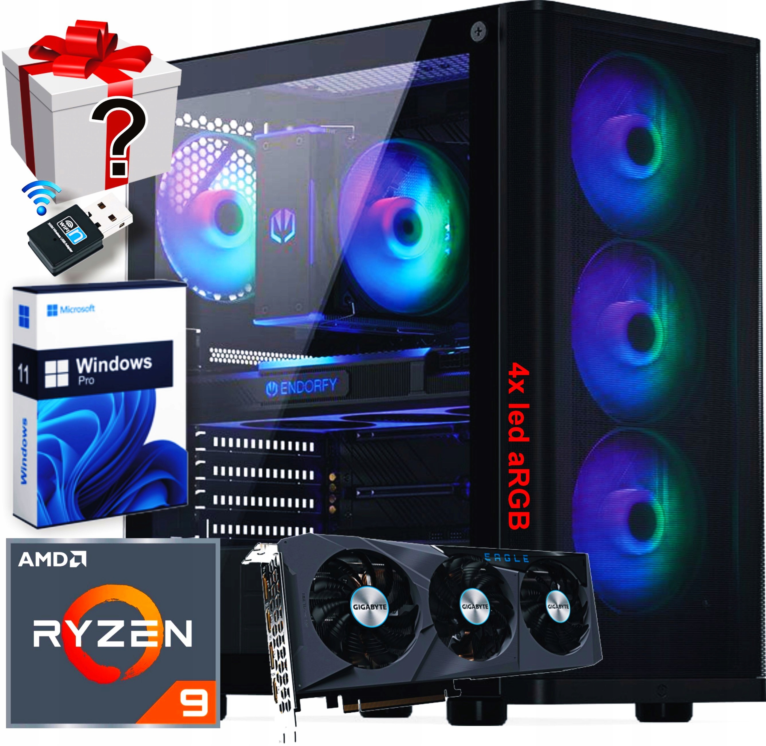 Počítač Gamer Ryzen 9 5950X Ssd 1TB M.2. Rtx 5060 16GB Argb Wifi+bt Win 11