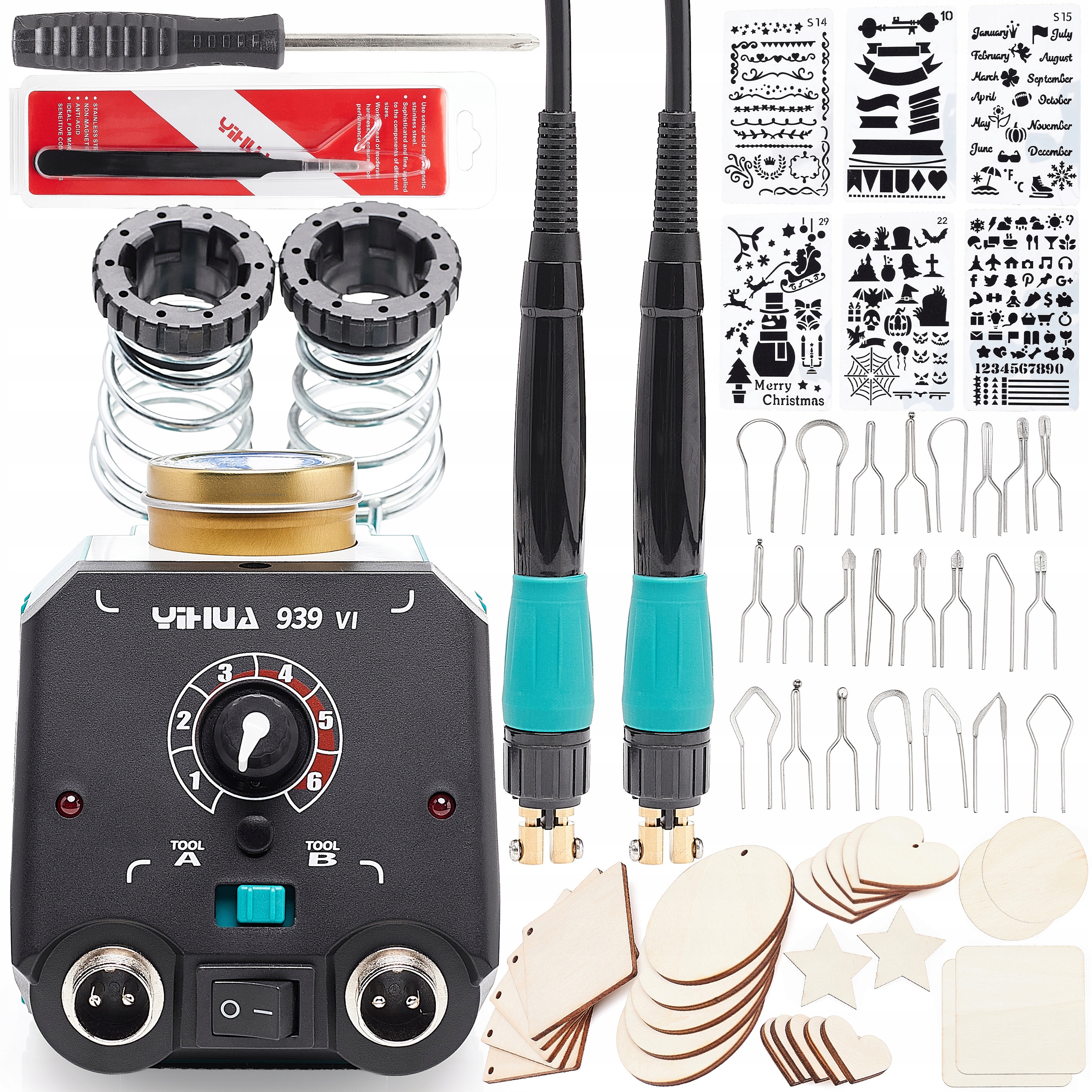 Wypalarka Do Drewna 30W Pirograf Yihua 939-VI 2 Kolby Zestaw 23 Groty