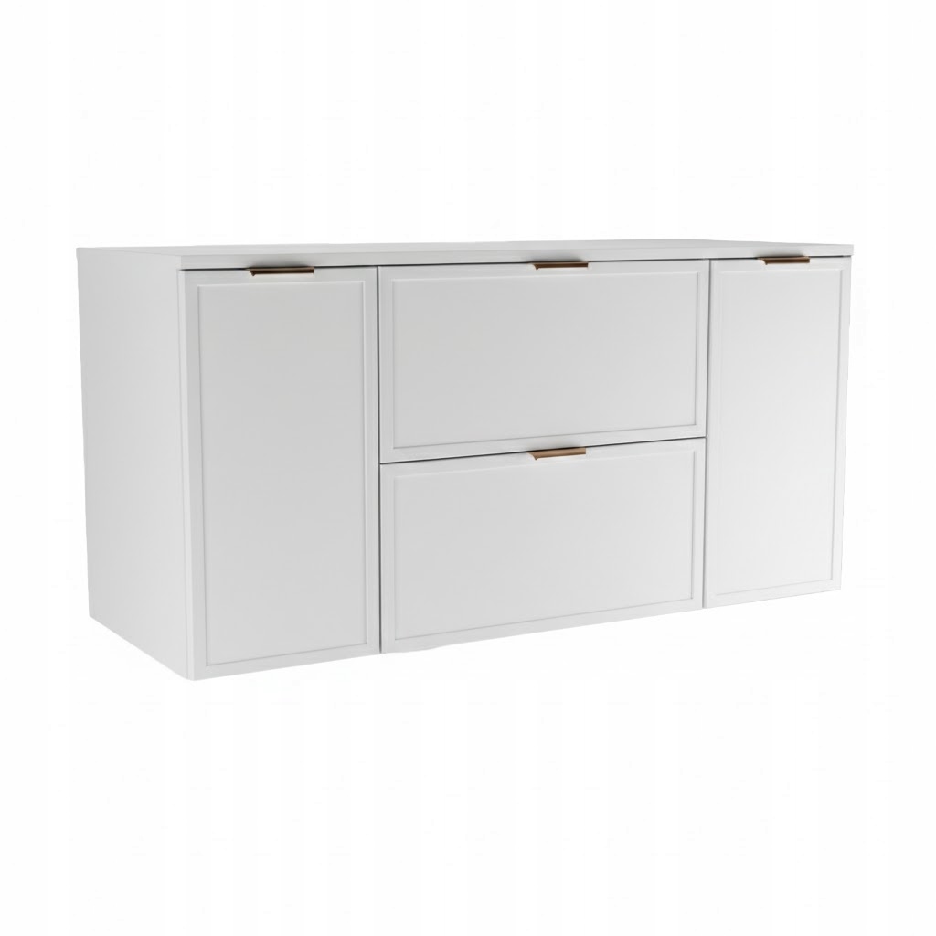 Skříňka pod umyvadlo 2 dveře 2 zásuvky 120 cm Bílá Roma