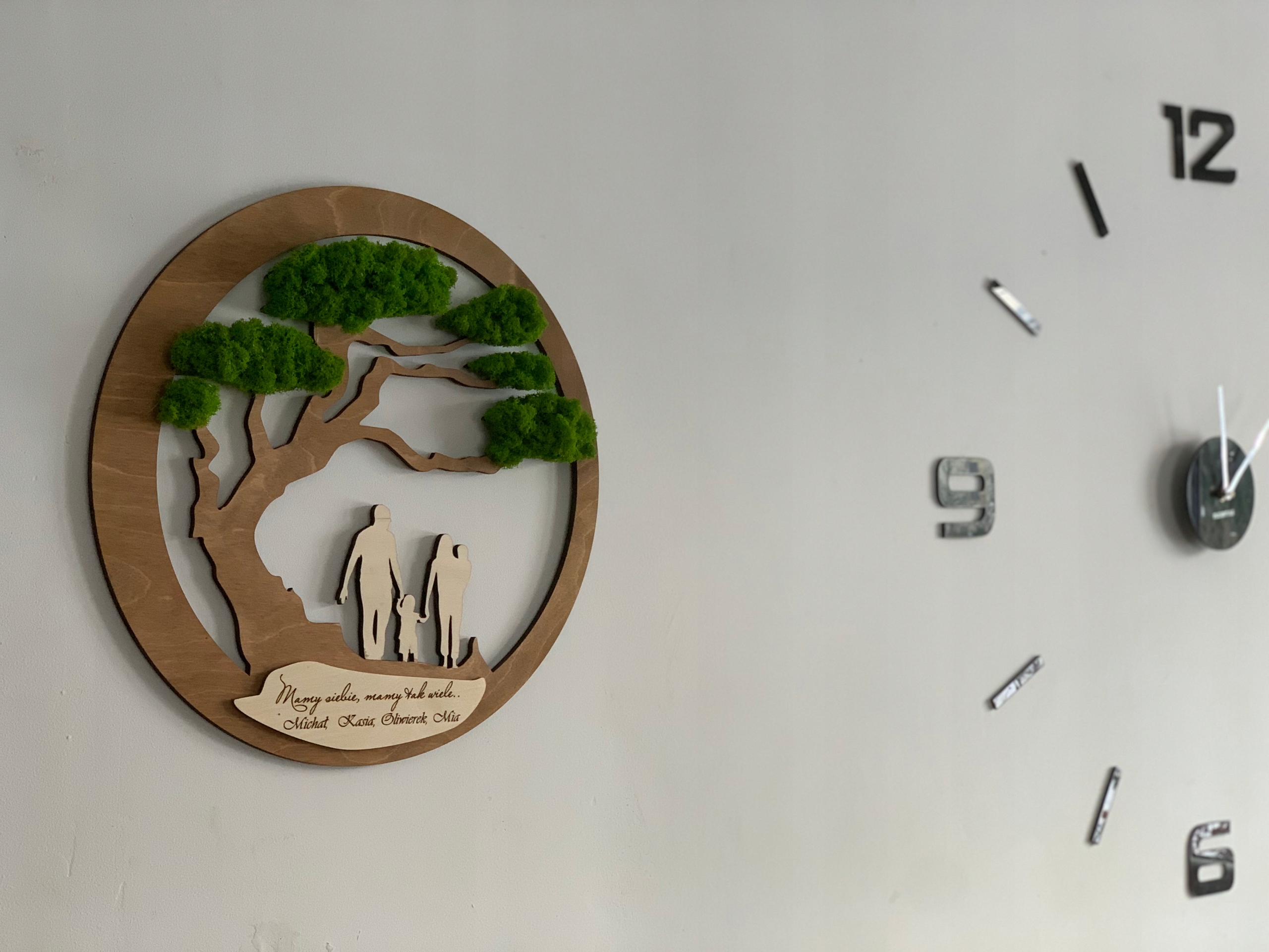 OBRAZ Z MCHU RODZINA DRZEWKO BONSAI MECH CHROBOTEK ŻYWY OBRAZ DRZEWO ŻYCIA Marka inna