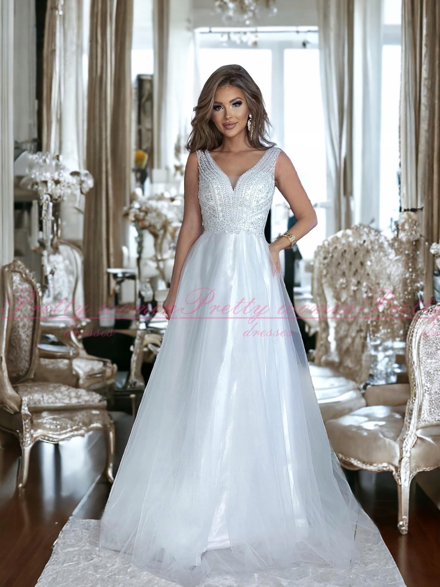 Tyl Svatební Šaty Campari Z Tylu Bílé 34