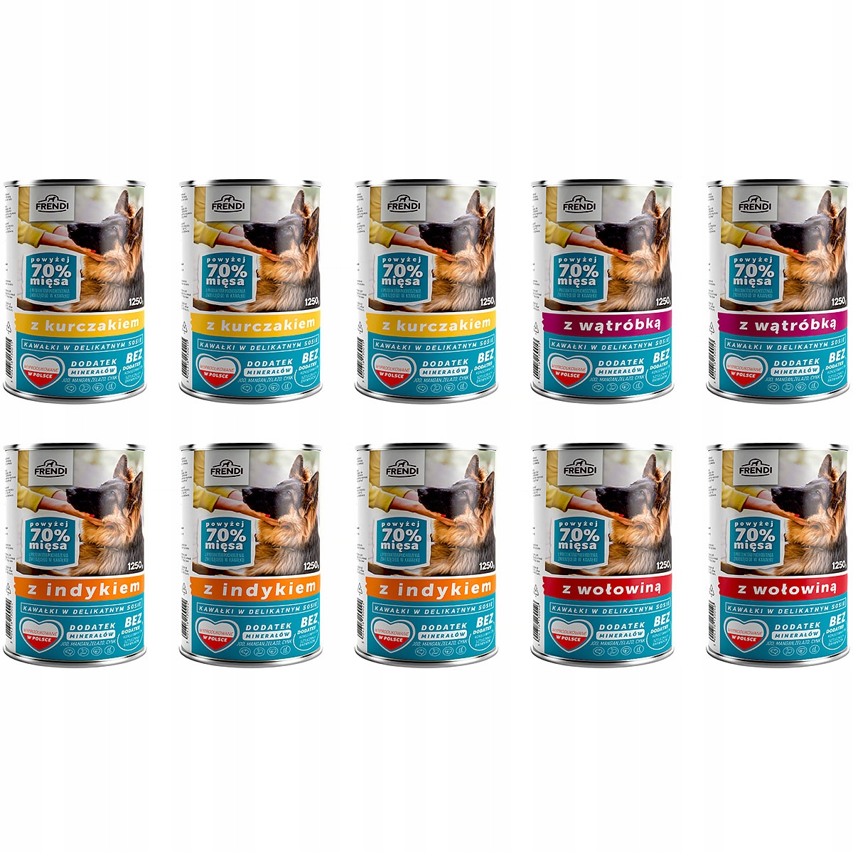 Levně Frendi Vlhké krmivo mix chutí sada v konzervách 10 x 1250 g