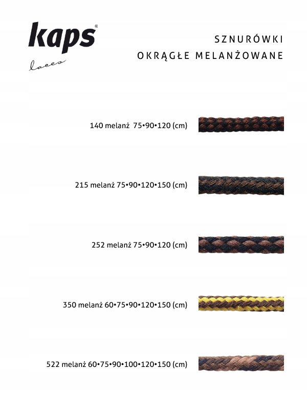 SZNUROWADŁA SZNURÓWKI WYTRZYMAŁE PROSTE MOCNE BRĄZ Marka Kaps