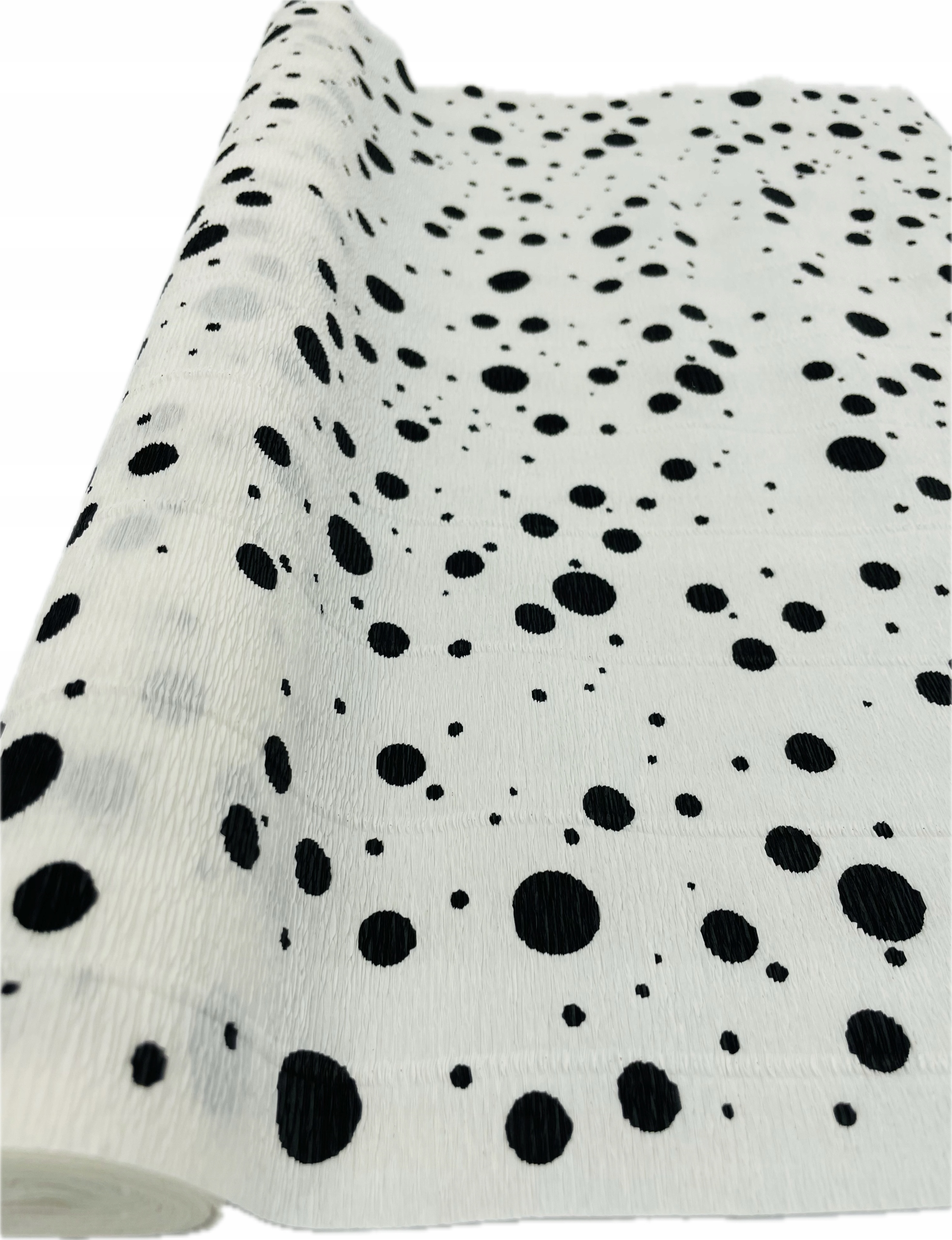 Krepina włoska bibuła 600/6 biała w czarne kropki 180 g Kolor wielokolorowy