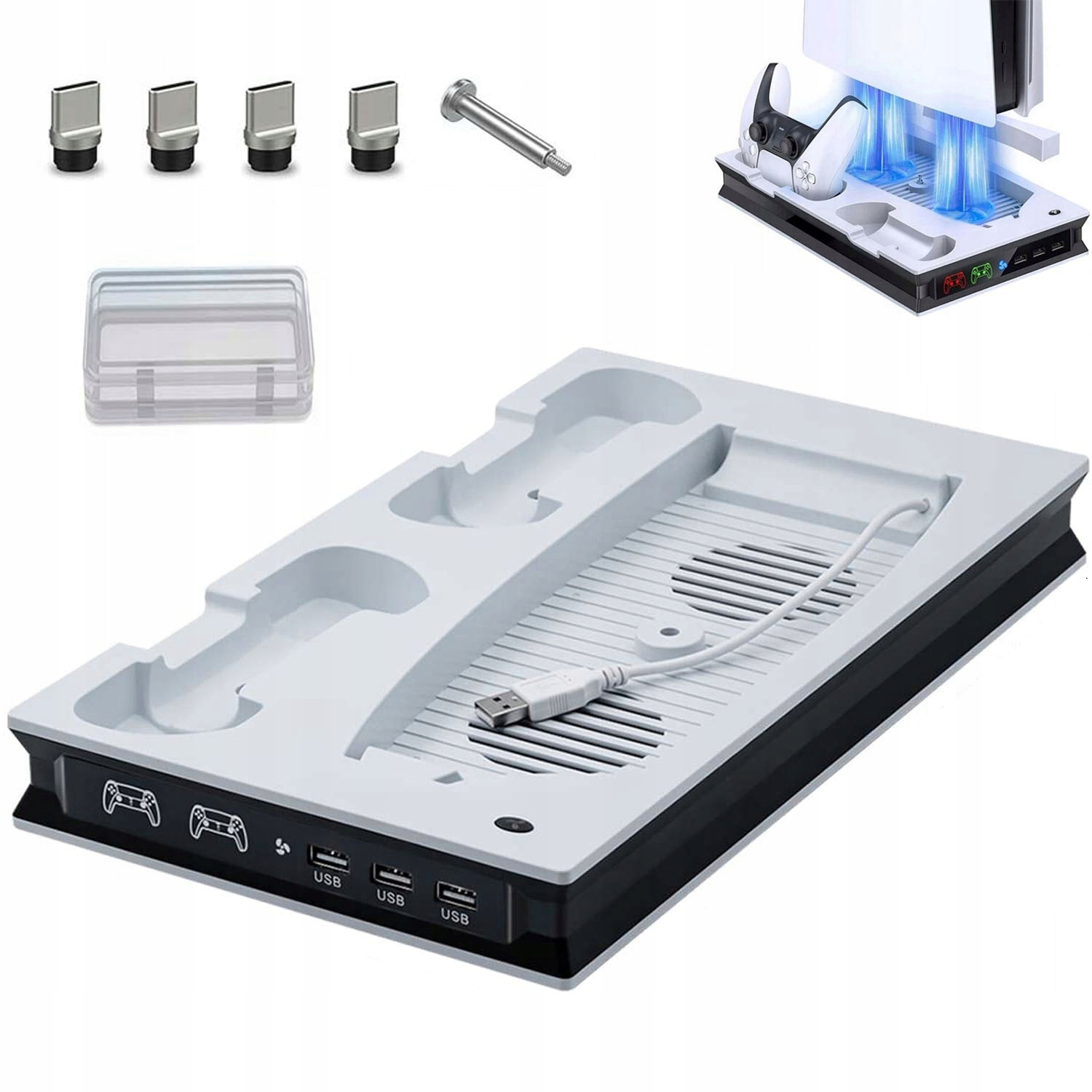 Stacja Chłodząca Do PS5 Ładująca Pady Podstawka Stojak Gry