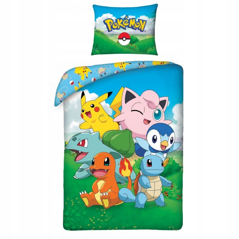 Pościel Dziecięca 140x200cm Pokemon Pikachu Pokemony Pikaczu