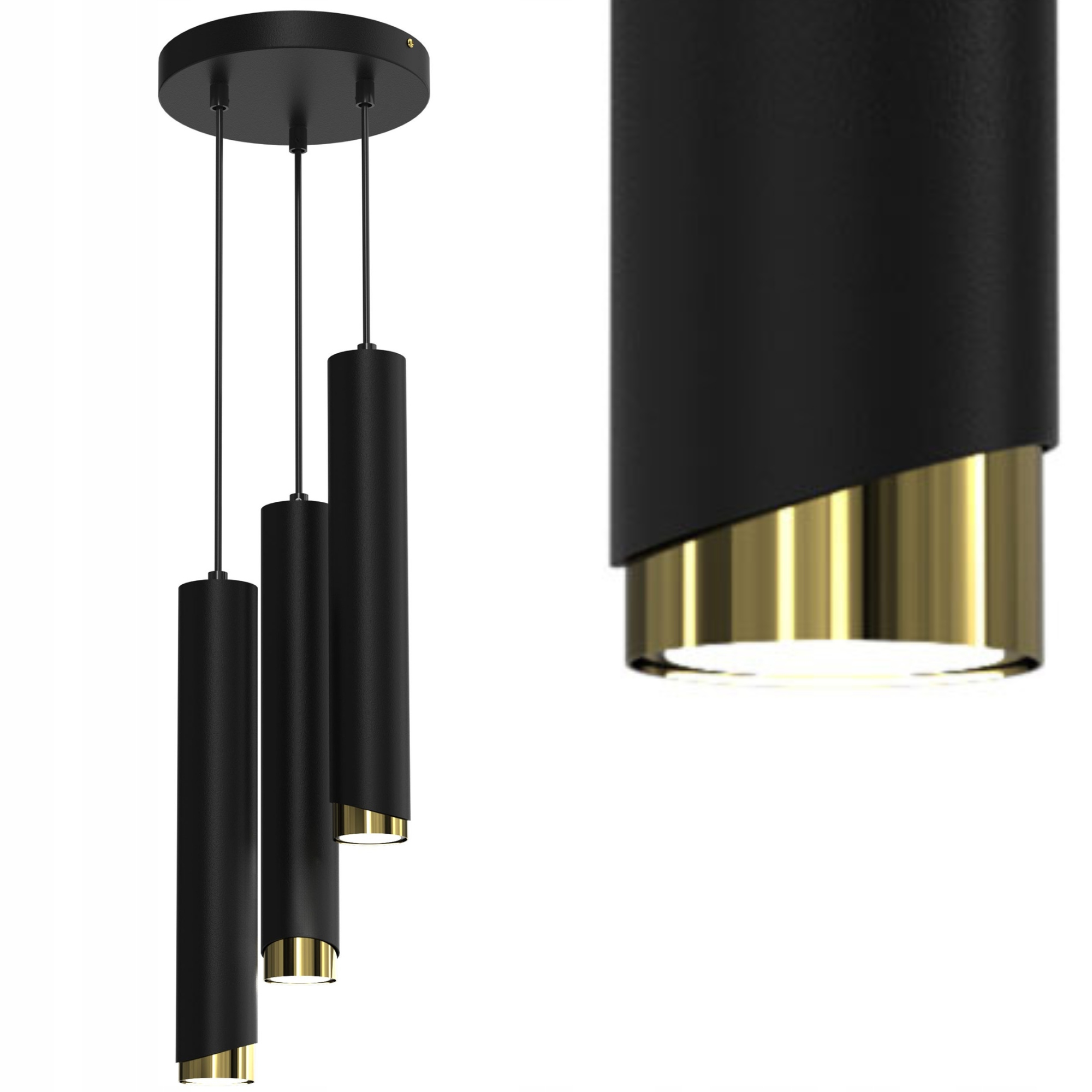 Závesná Stropná Lampa Tuby Metal GU10 Loft Spot Čierna Zlatá Sopel