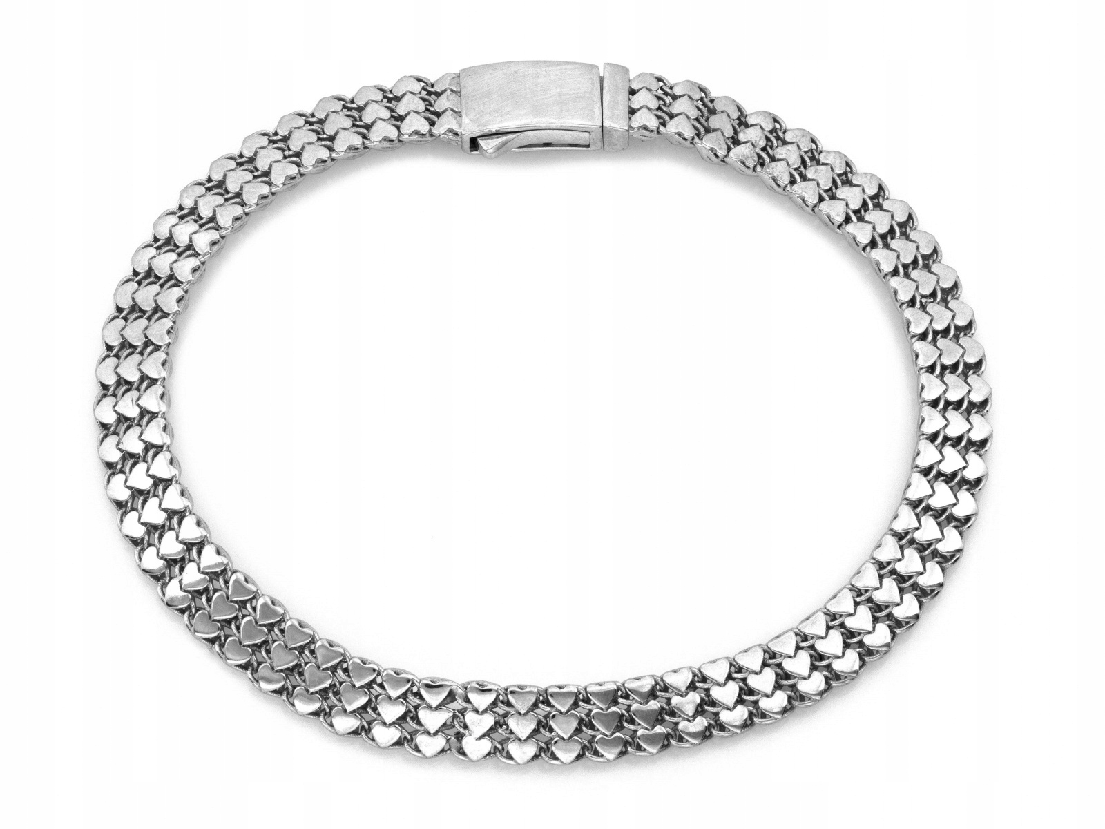 Stříbrný ženský náramek 925 Srdíčka páska elegantní módní design r19