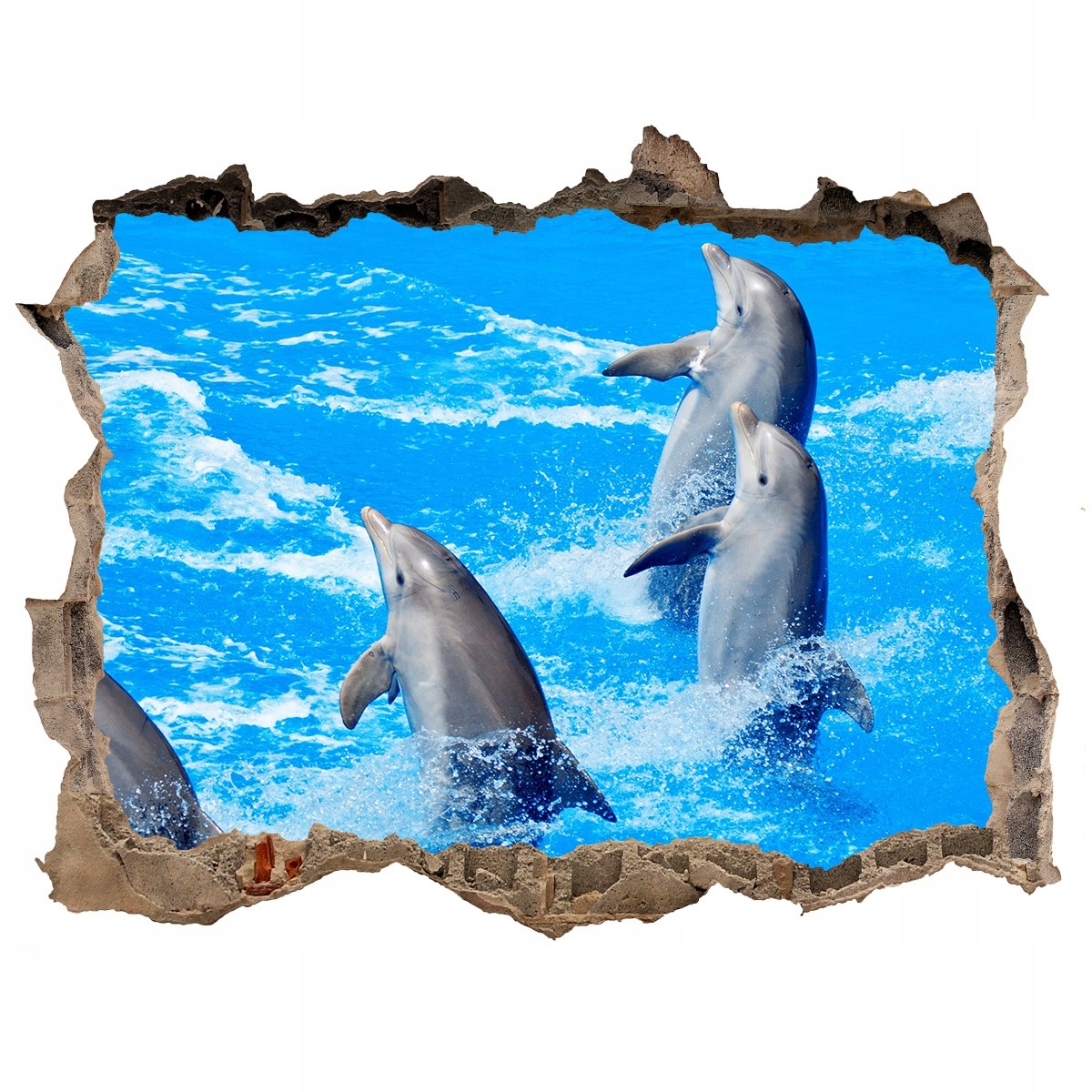 

Dziura 3d fototapeta na ścianę Naklejka Delfiny