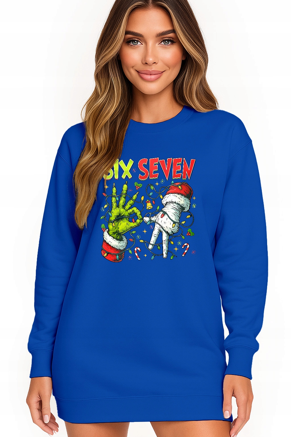Mikina Vánoční Oversize Šaty Six Seven 67 Grinch Dárek L