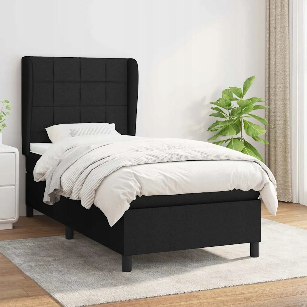 vidaXL Box spring postel s matrací černá 90x190 cm textil