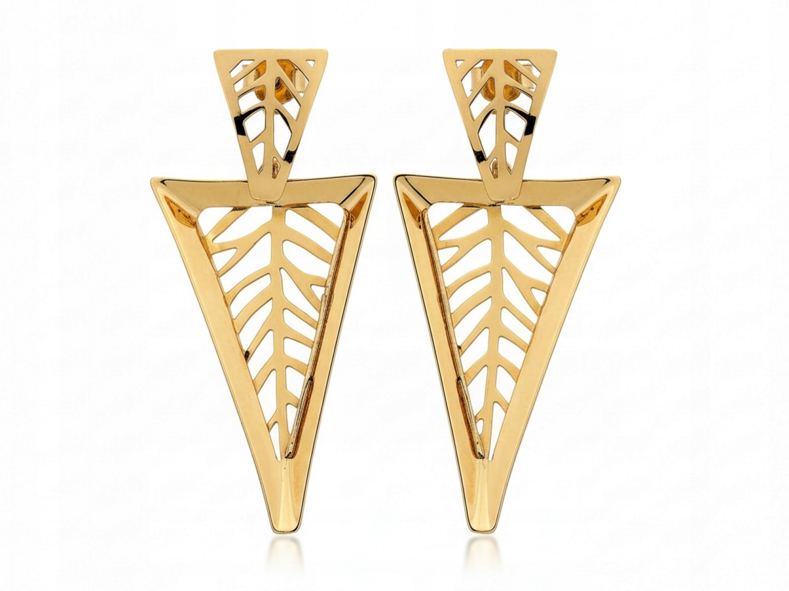 Efektní náušnice zlaté dámské 585 závěsné ažurové na tyči jako dárek