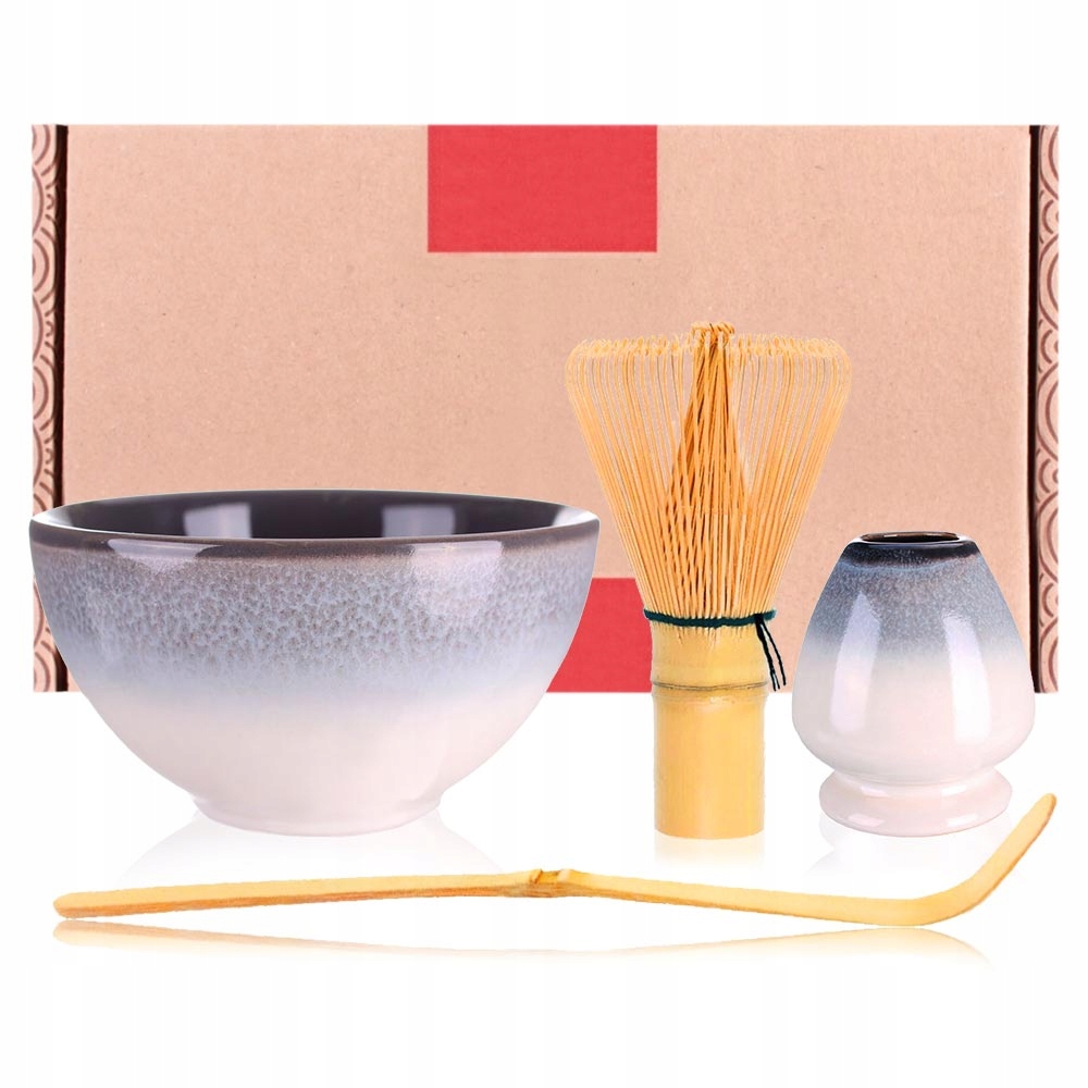 Zestaw prezentowy do herbaty matcha czarka miotełka podstawka łyżeczka