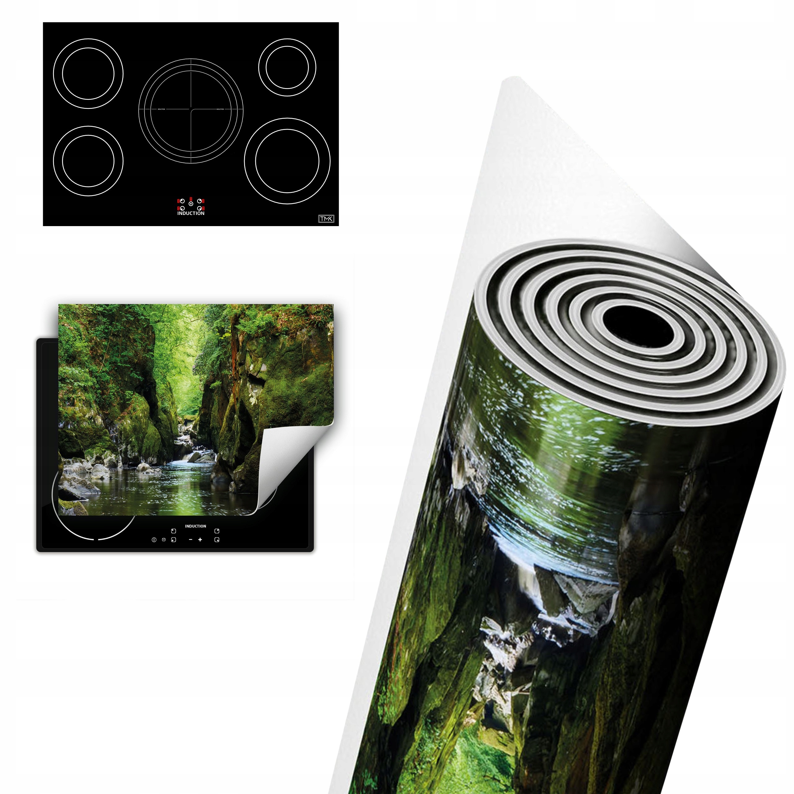 Vinylová Ochrana Na Indukci Pracovní Deska 80x52 zelená řeka