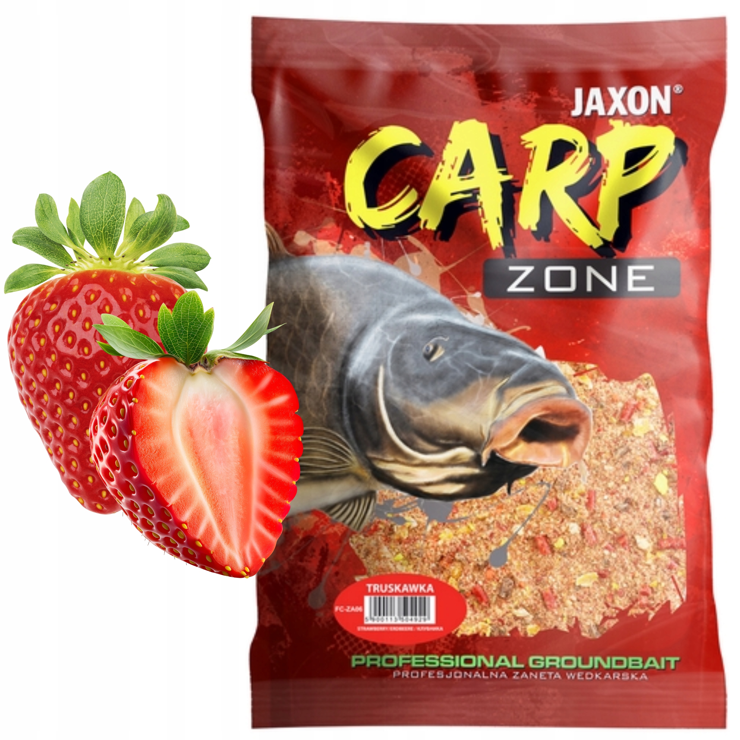 Zanęta wędkarska Karpiowa gruboziarnista Jaxon Carp Zone 1kg Truskawka