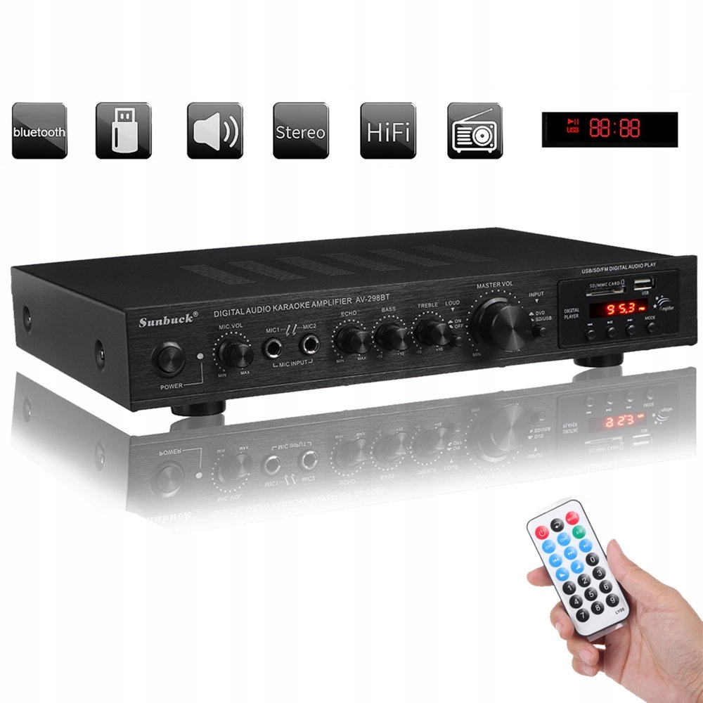 Zesilovač Stereofonní Zesilovač Bluetooth Hi-fi Dálkové Ovládání Fm Audio Receiver