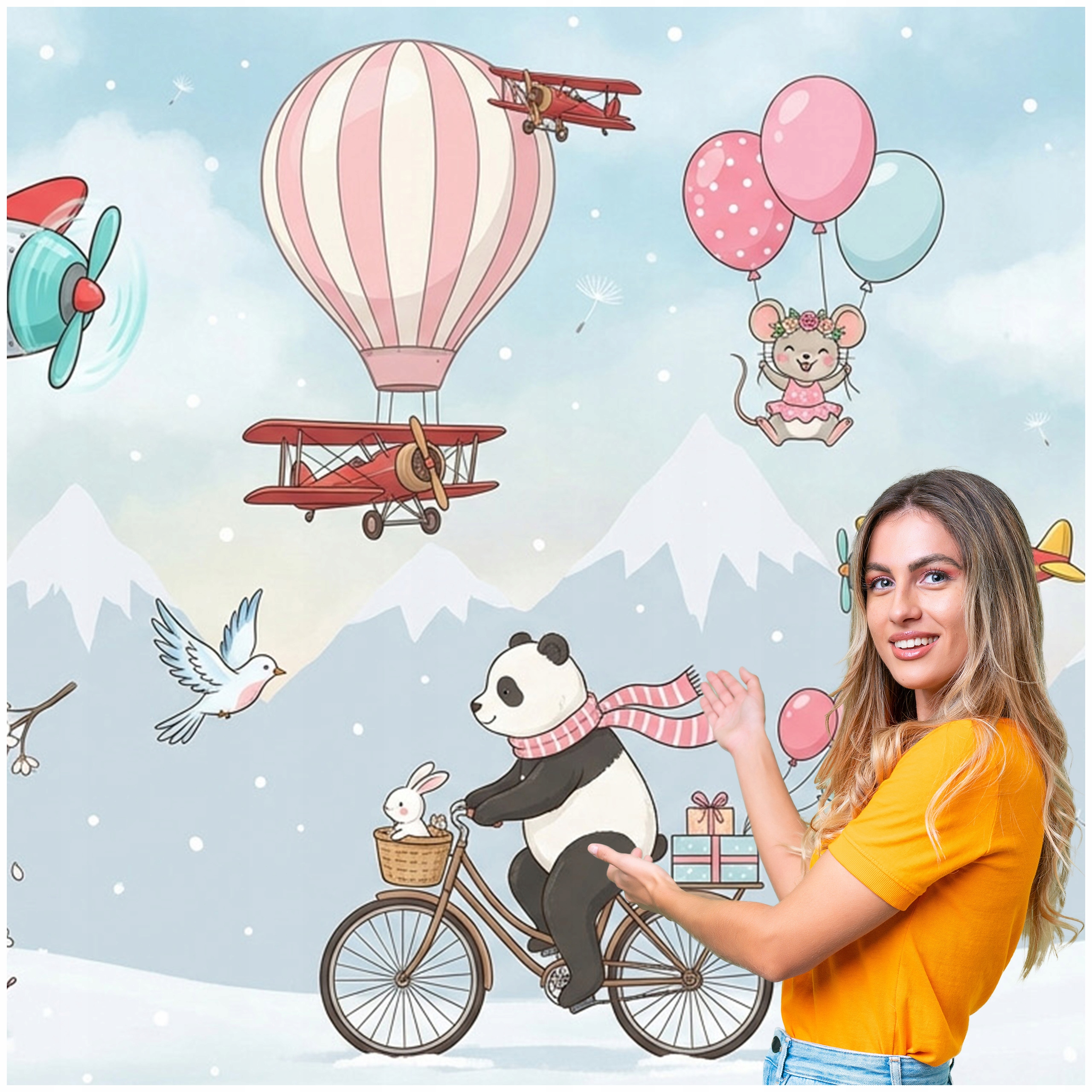 Fototapeta Pre Deti Zvieratá Balóny Hory 588x260 DD17W