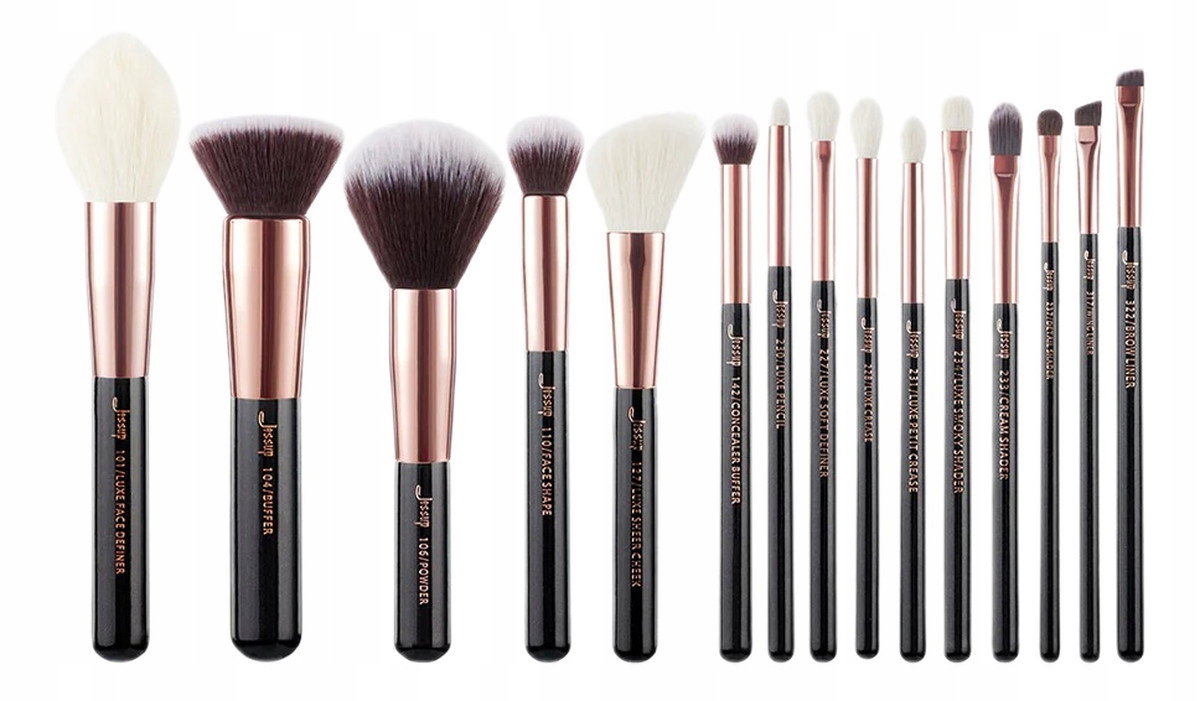 Jessup Essential Makeup Brush Sada štětců na líčení černá 15ks