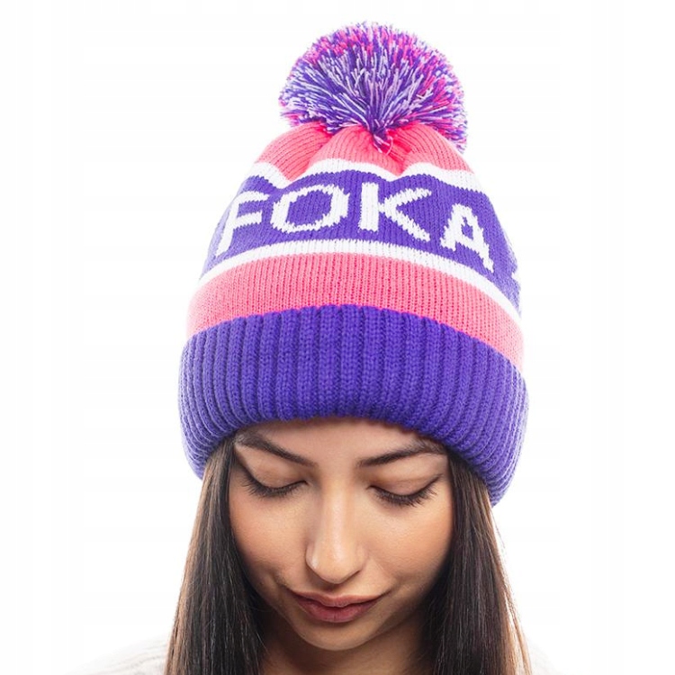 Czapka z pomponem FOKA morsowanie ocieplenie polar