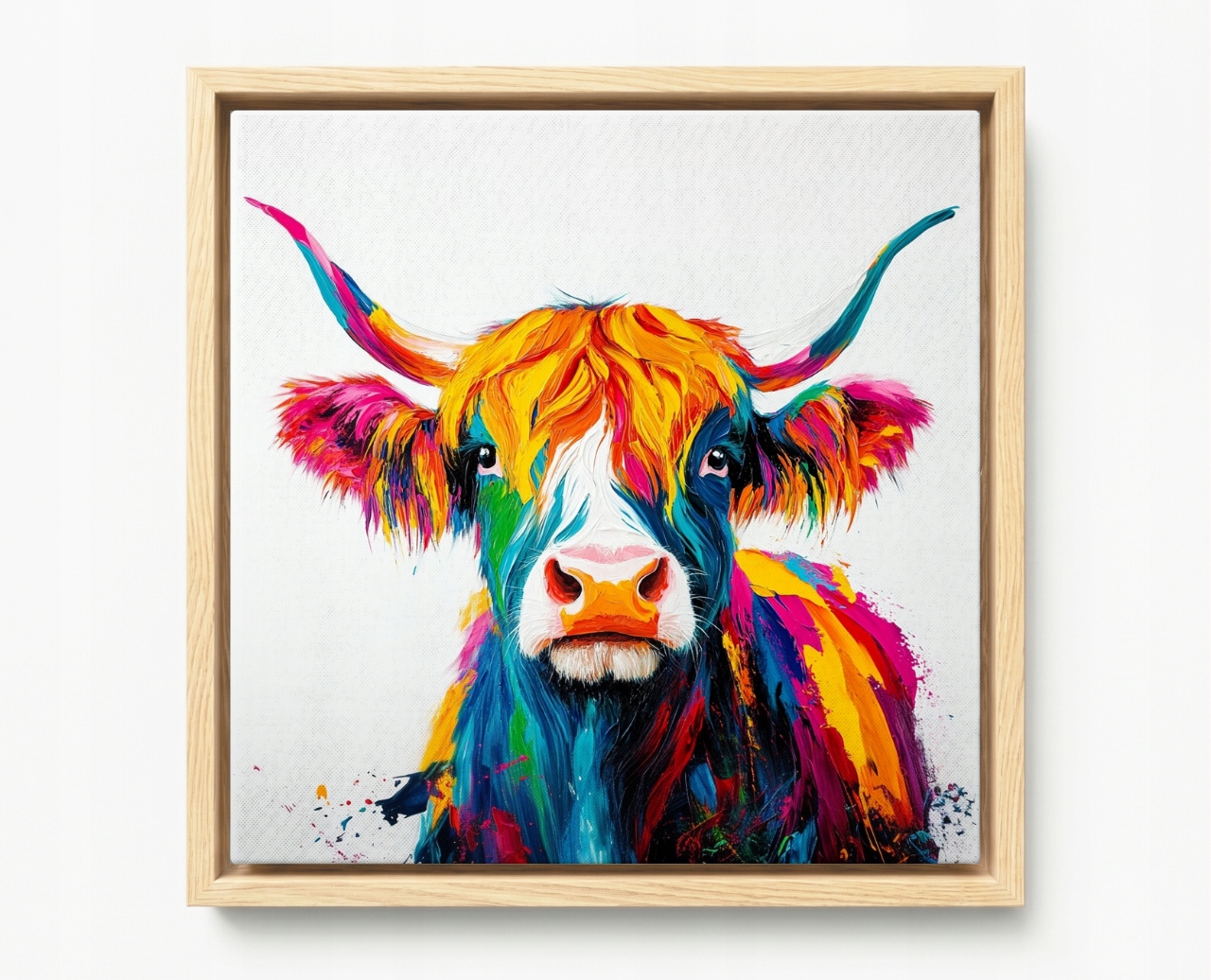 Obraz Rám Americký Box Grafika Kráva Highland Skotsko Pop Art Boho 60x60