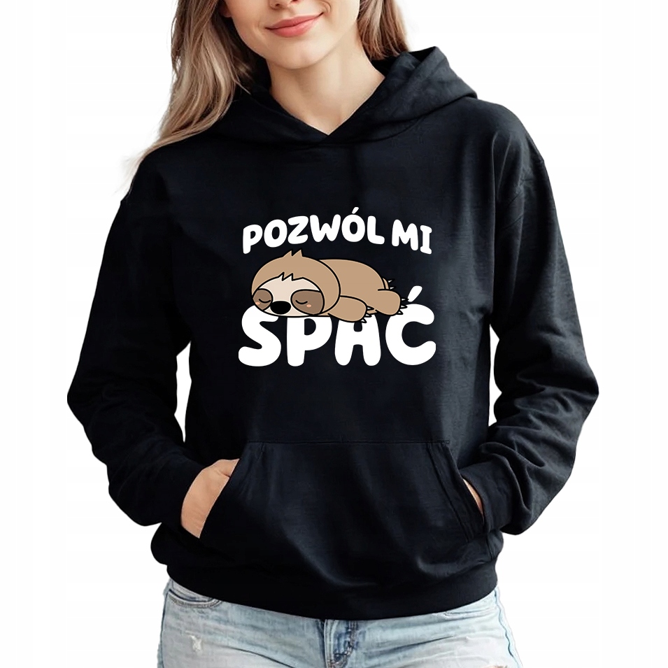 Mikina Černá Kapuce Dárek pro milovníka spánku Dovolte MI Spát L