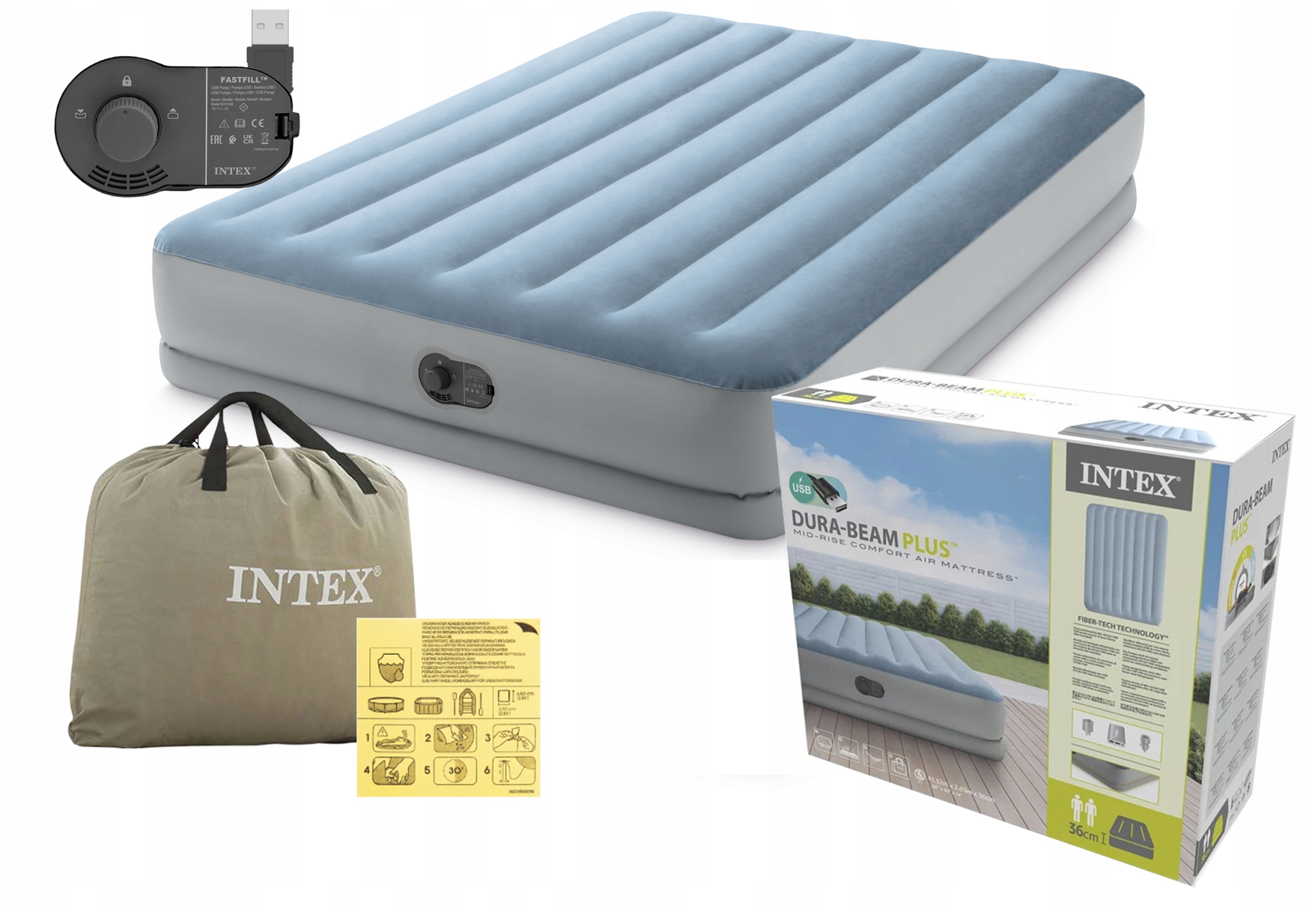 ŁÓŻKO MATERAC INTEX 64159 152x203x36cm 2023r USB