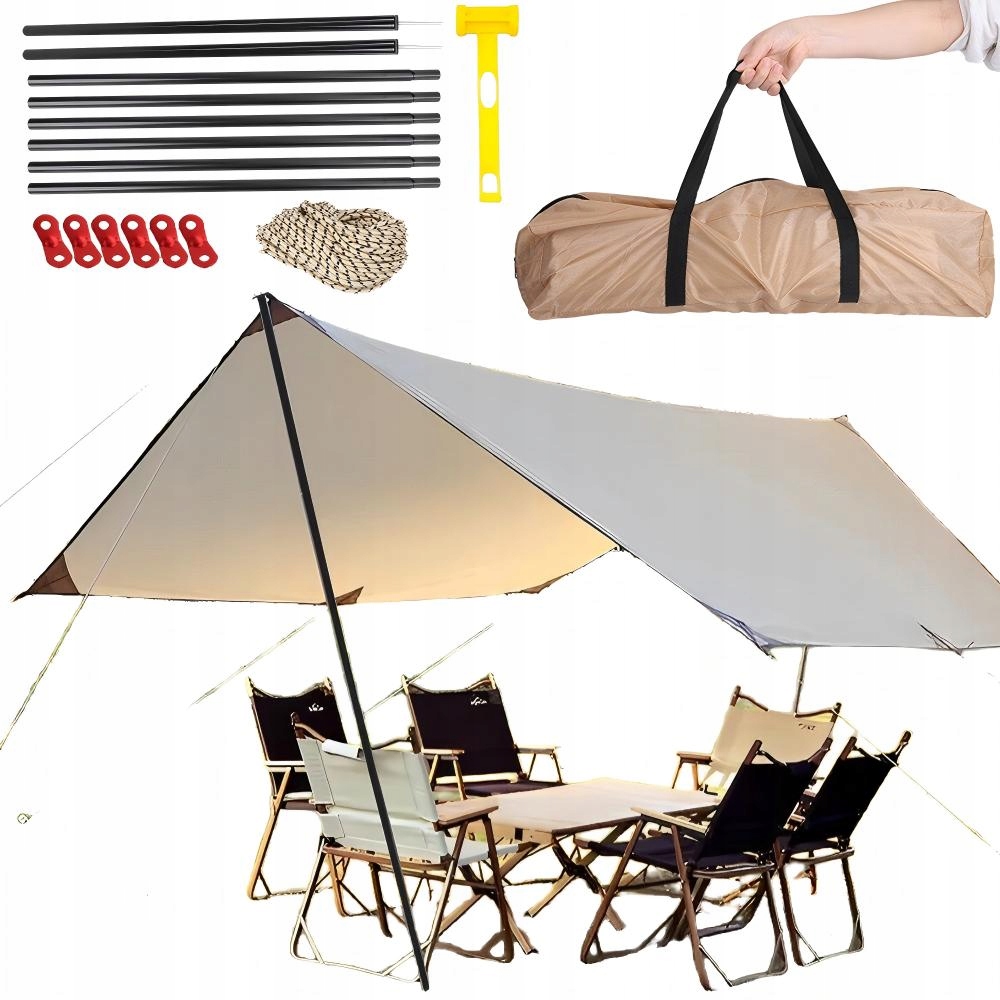 Tarp Turystyczny Płachta Biwakowa Wodoodporna Przenośny 300X300CM