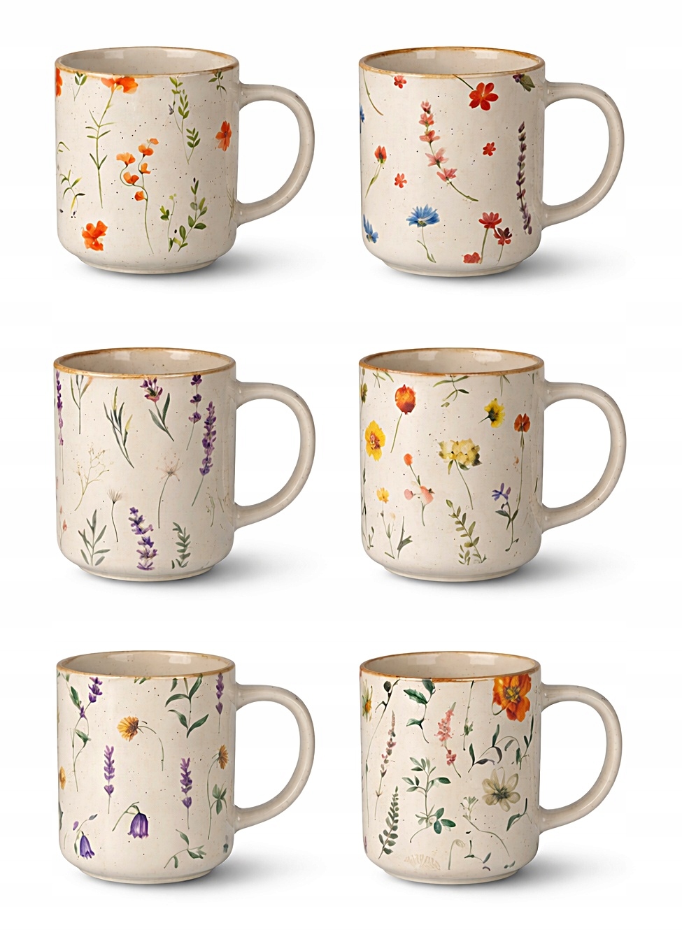 Kubek Zestaw 6 Kubków Ceramicznych 400 ml Do Kawy Herbaty