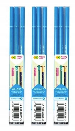 WKŁAD DO DŁUGOPISU 0,5 NIEBIESKI HAPPY COLOR 9 SZT