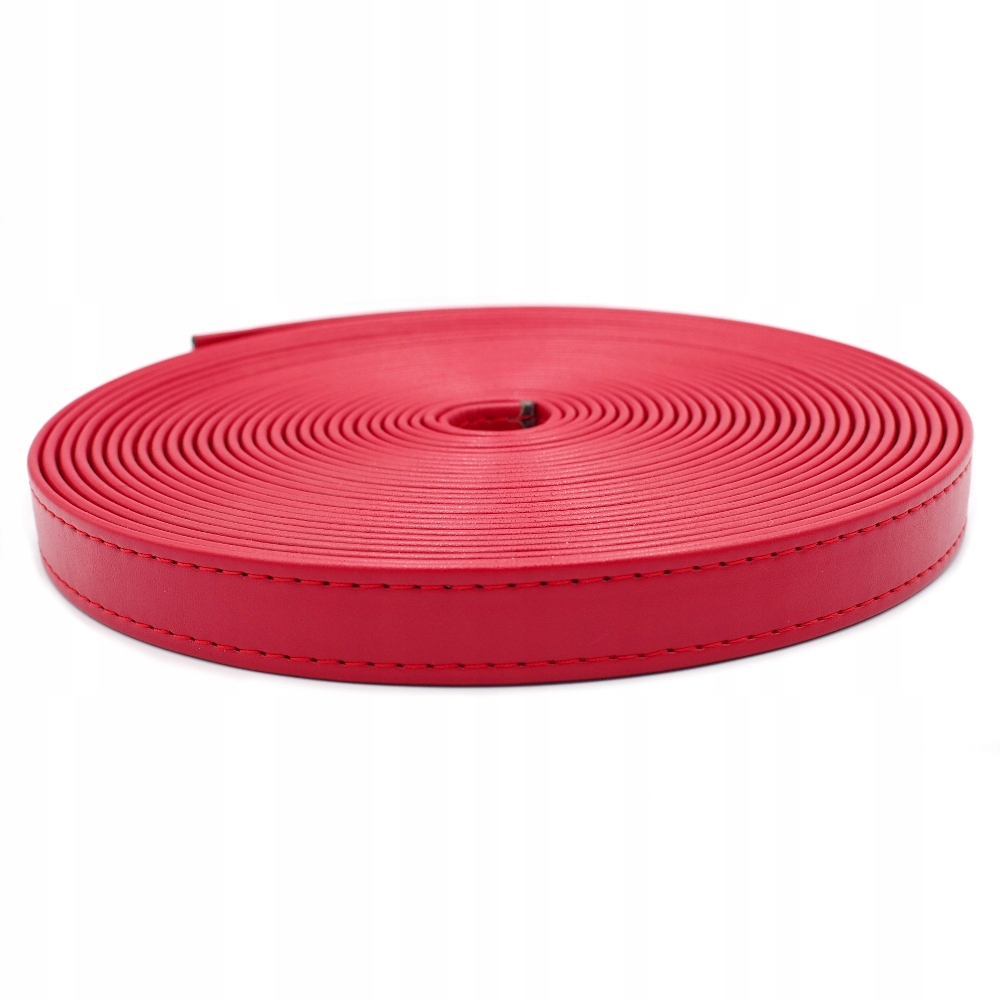 PASEK Z EKOSKÓRY PRZESZYTY CZERWONY 15 mm