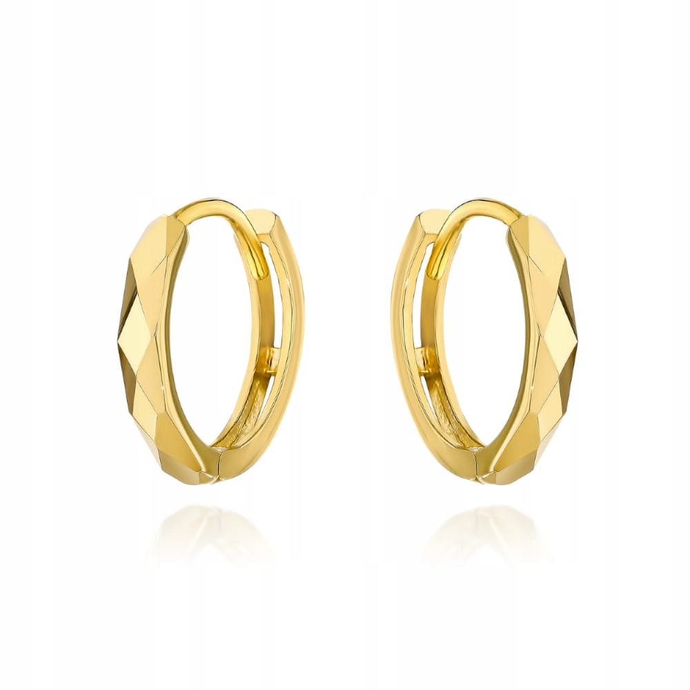 Náušnice 585 1.27 g Zlaté diamantové kreolské kroužky 12 mm