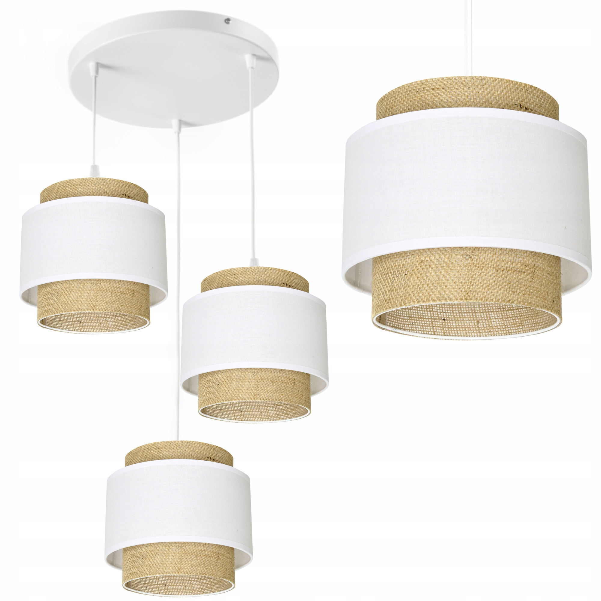 Závesná Stropná Lampa Jutová Boho Juta Tanier 3-PKT Moderná Poľsko Led