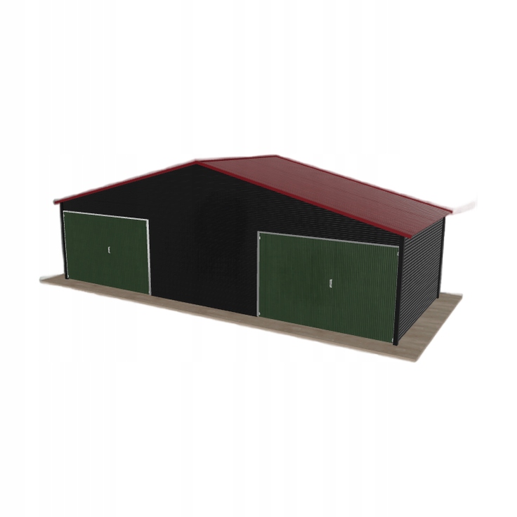 Plechová garáž 9x3.5 m dvoupolohová, dvoupolohová, černá