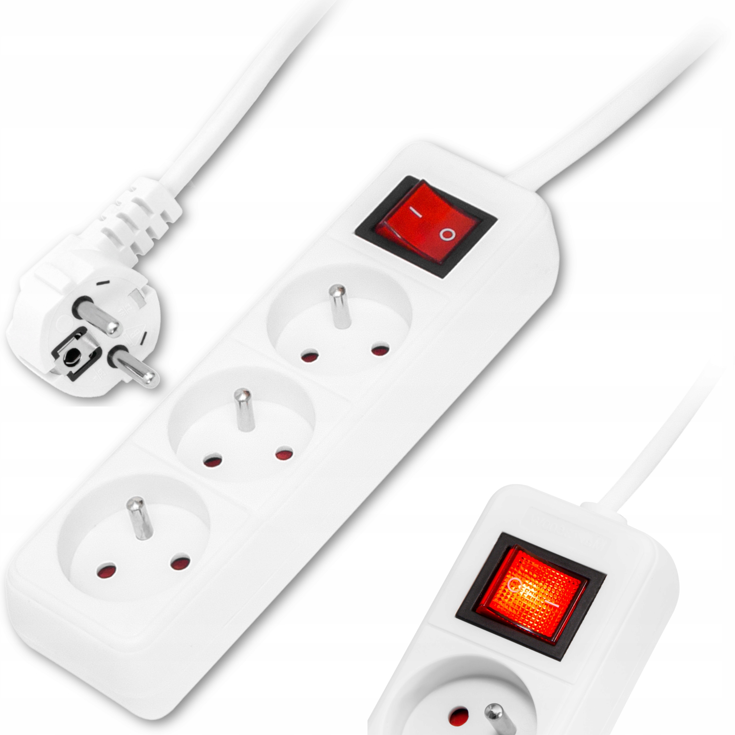 PRZEDŁUŻACZ LISTWA ZASILAJĄCA MOCNA WŁĄCZNIK 3m