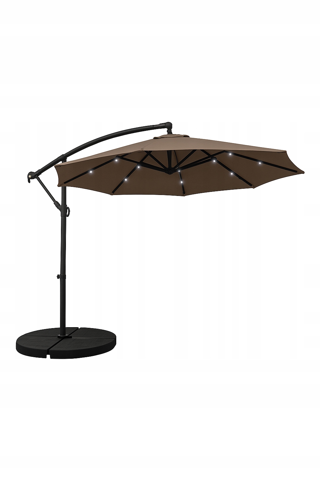 Zahradní slunečník Houseland Mavex s Led osvětlením 300 cm tmavě hnědý