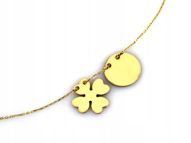 Zlatý náhrdelník 585 kruh a čtyřlístek celebrity, váha 1.74 g pro ženu