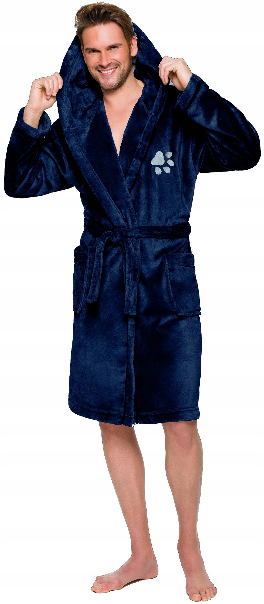 ŁAPKA CIEPŁY KRÓTKI SZLAFROK MĘSKI Z KAPTUREM XXL Płeć mężczyzna