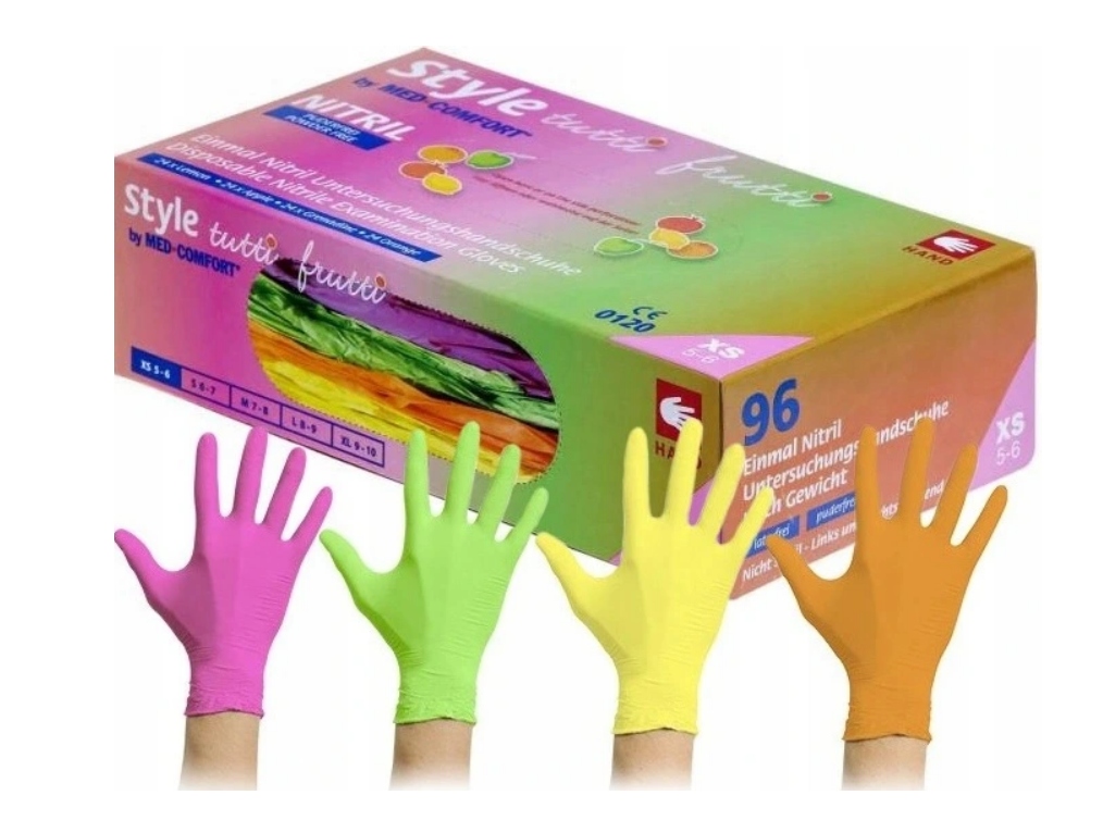 

Rękawiczki Nitrylowe Kolorowe Tutti Frutti S 96SZ