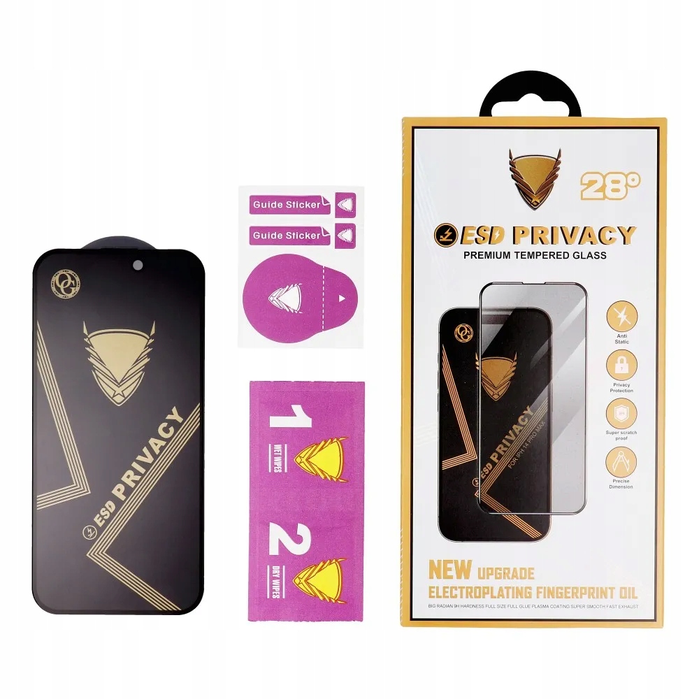 Szkło Hartowane Og 6D Premium Privacy Glass do Iphone 14 Pro Max czarny
