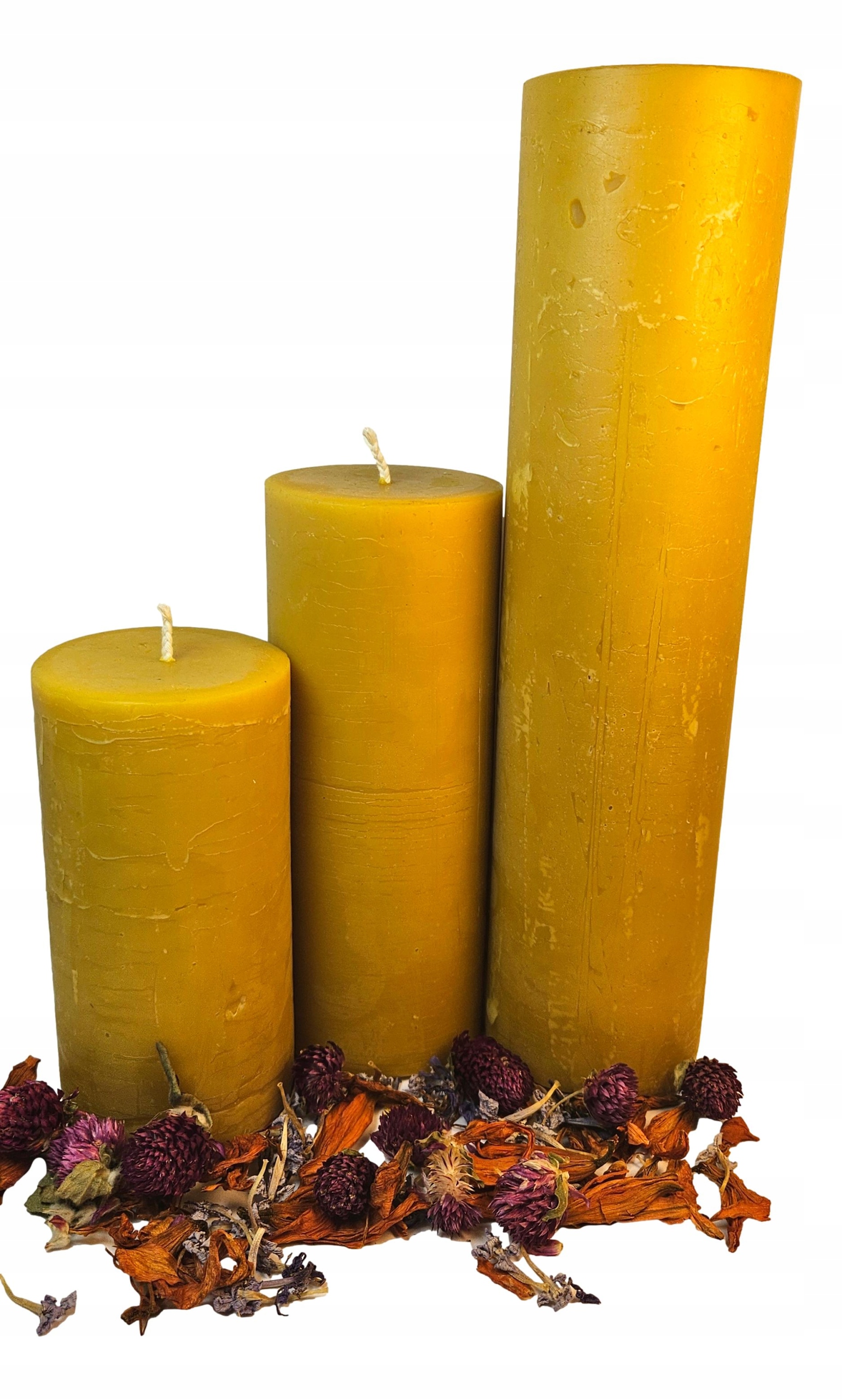 Sada 3 ozdobných sviečok z prírodného včelieho vosku 13|16|25 cm x 7 cm