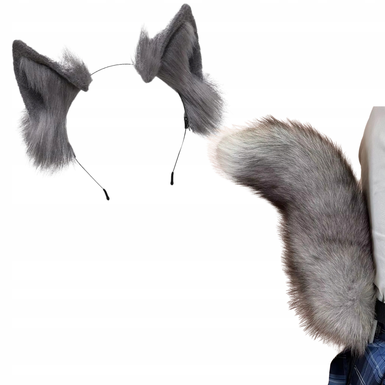 Sada Roztomilý Kostým Kožešinový Ocas Uši Kočka Liška Cosplay Anime Furry Kouřová