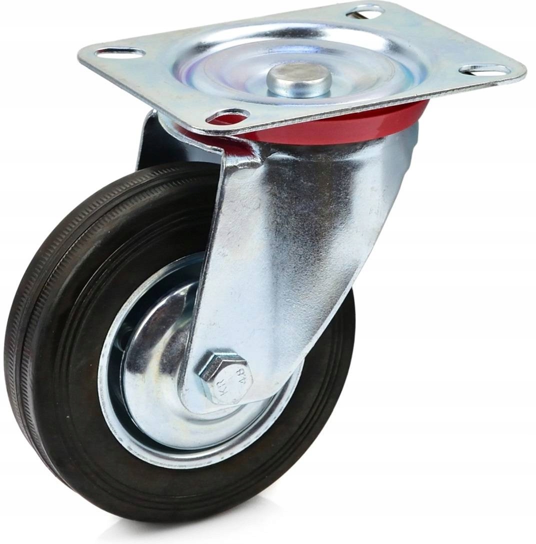 Koło obrotowe Geko 200 mm stalowe gumowe skrętne 230 kg do wózka G71517