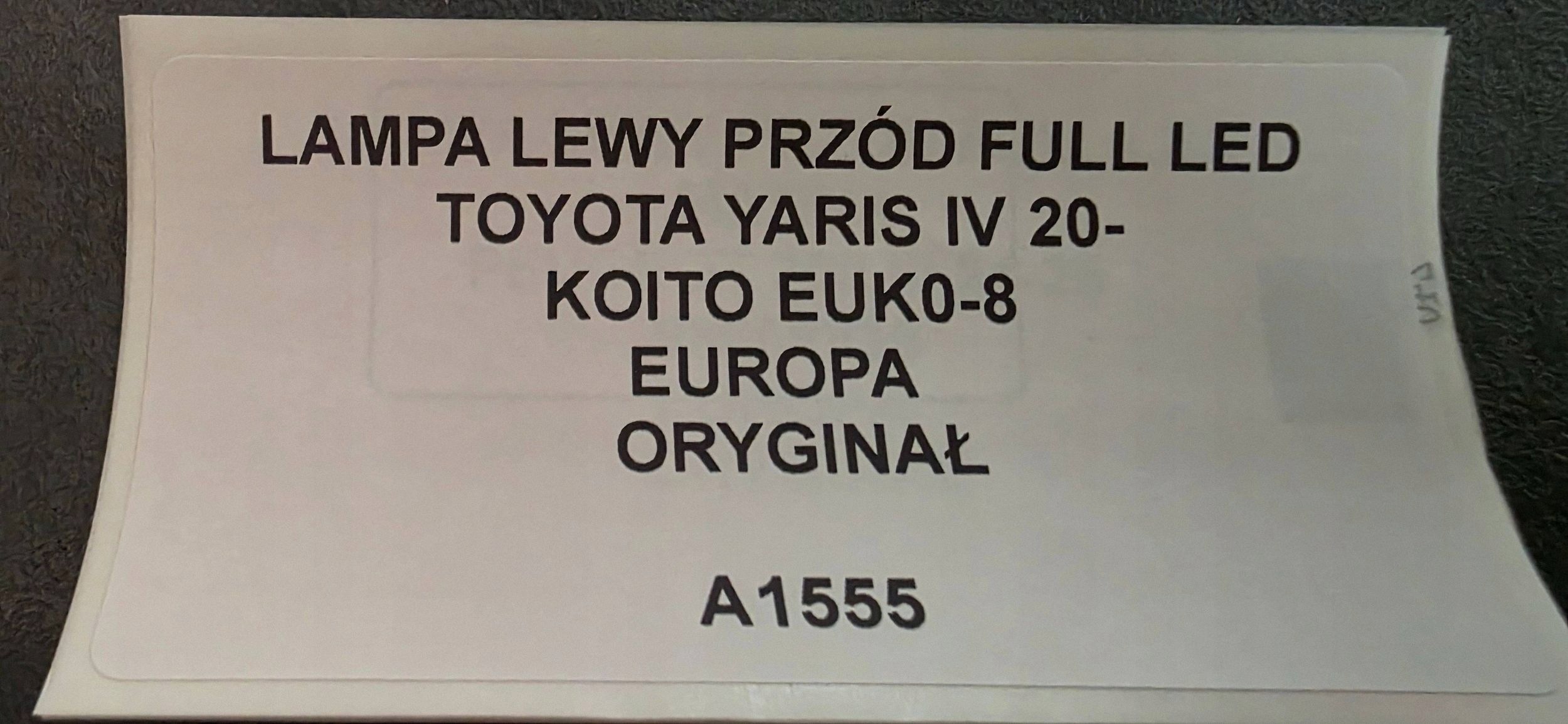 light left front FULL LED TOYOTA YARIS IV 20- original KOITO EUK0-8