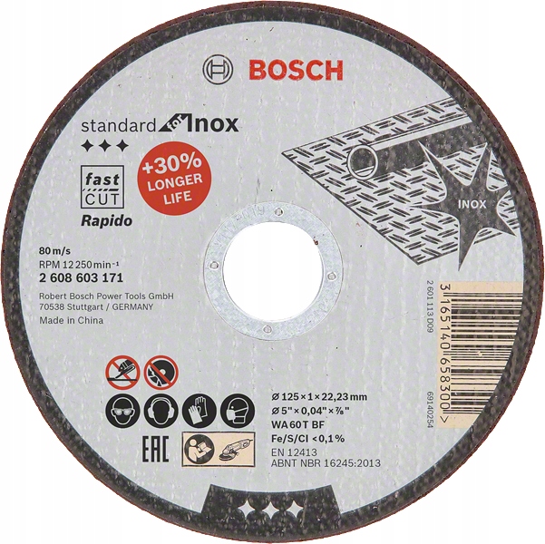 

Bosch Tarcza tnąca prosta Inox Rapido 125mm