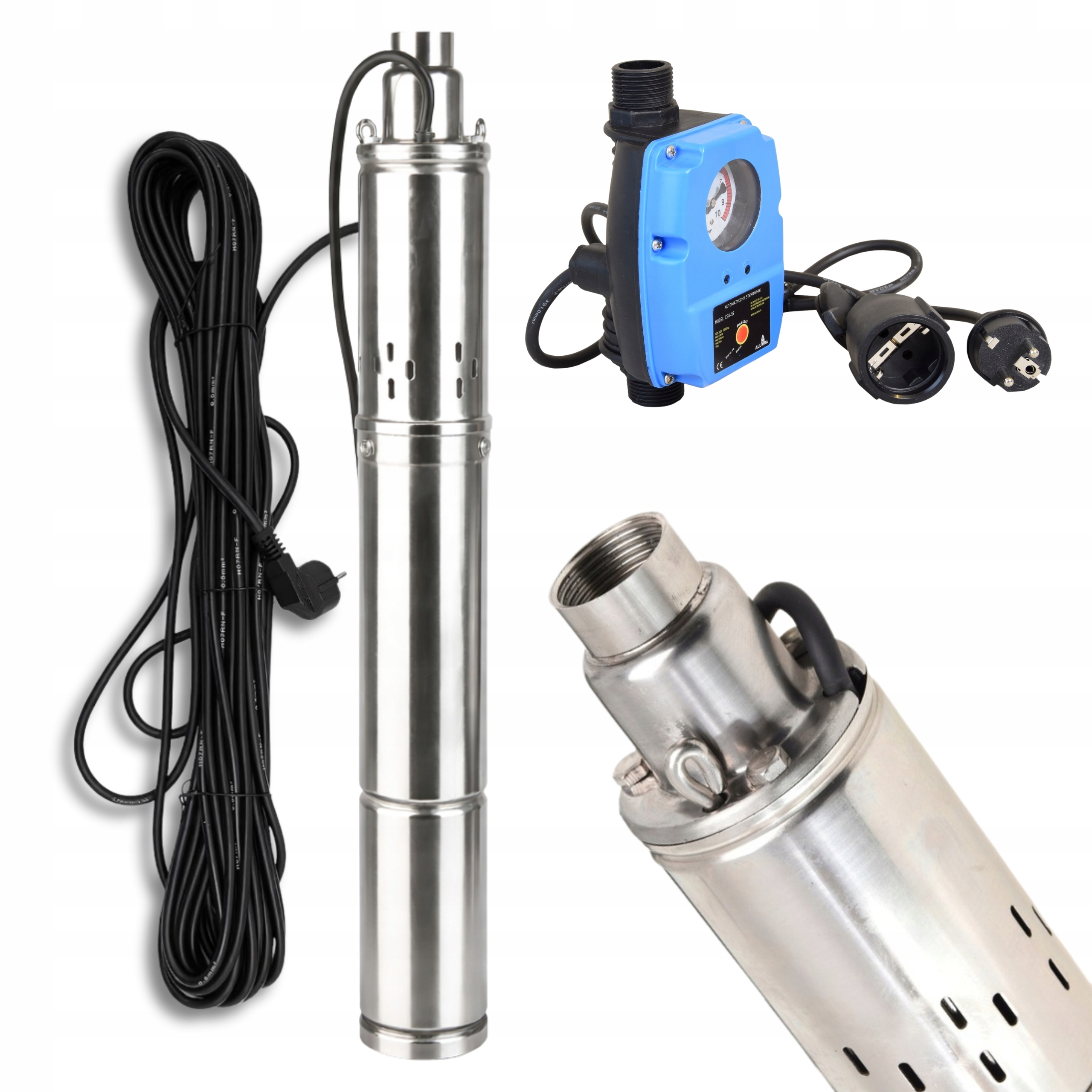 Ponorné Čerpadlo 3" Deep 1800 L/h 250 W Pro Studnu Vody Automat CSK59 Sada