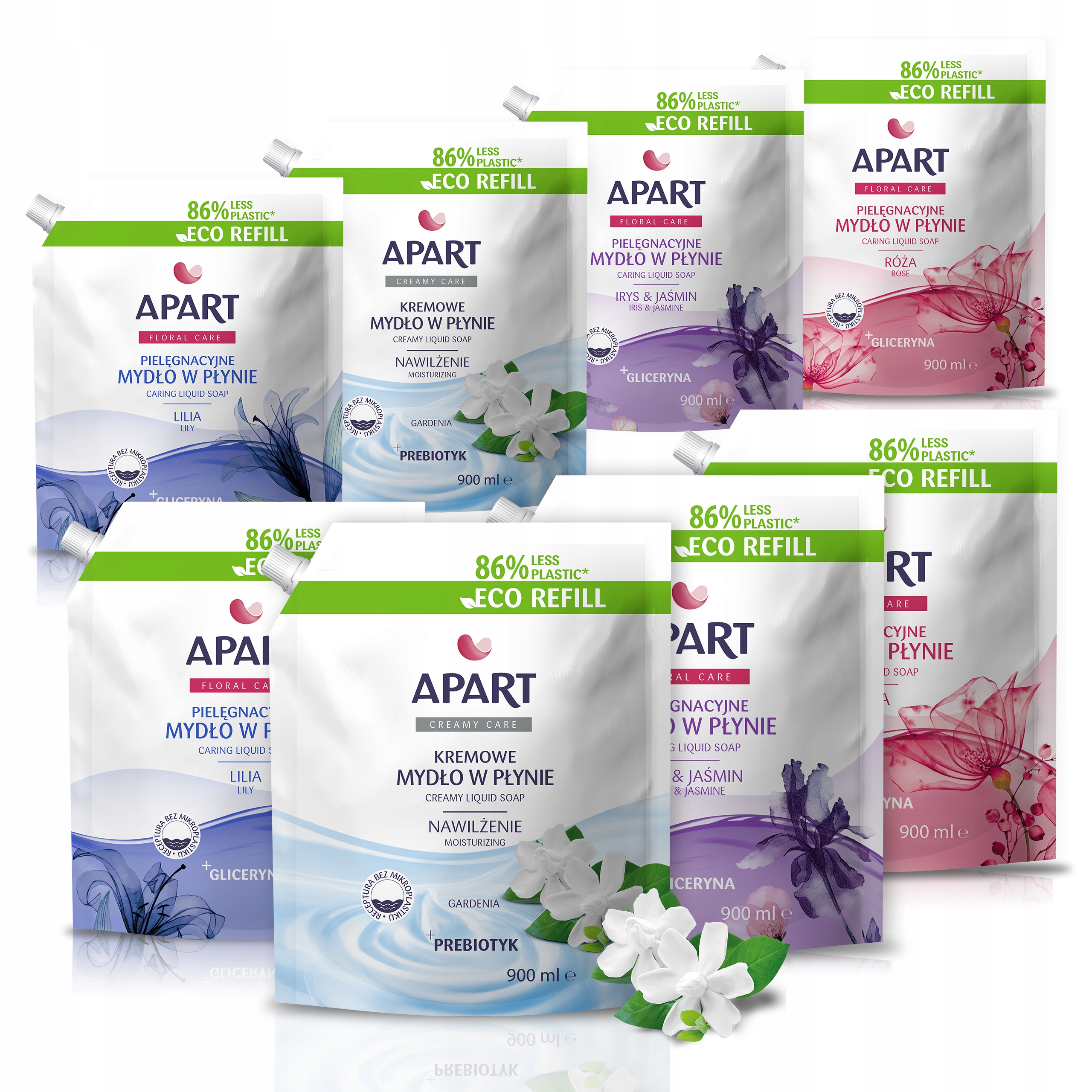 Apart Floral Care tekuté mýdlo 8x900 ml MIX sada